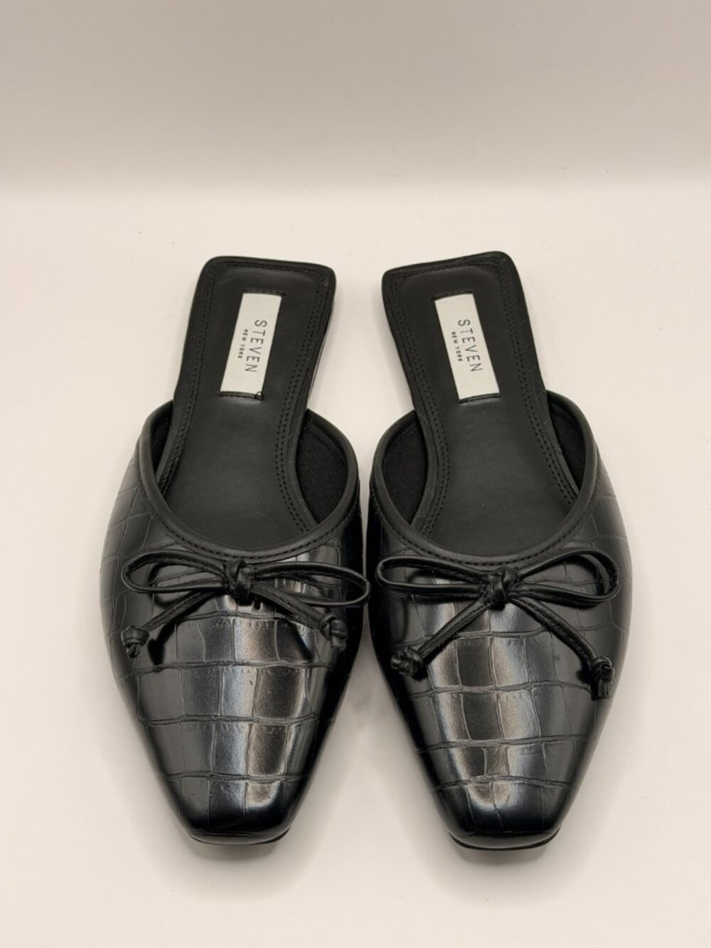 Steven New York Women Calandra Black Croc Slip On Mule Flat Sz 7.5